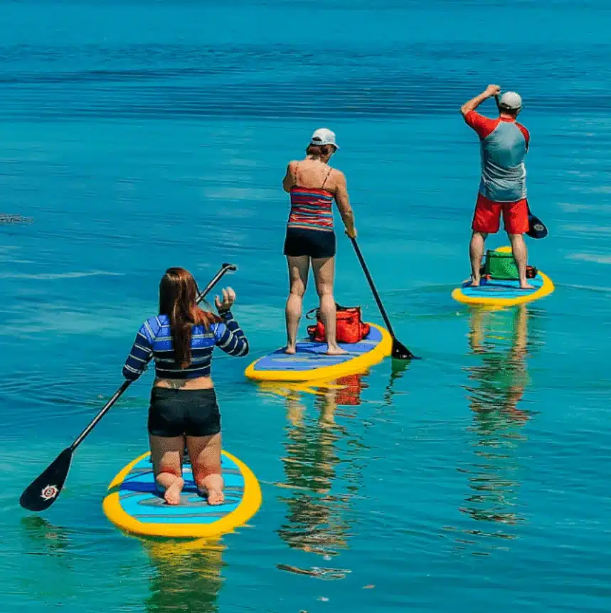 People doing stand paddleboard