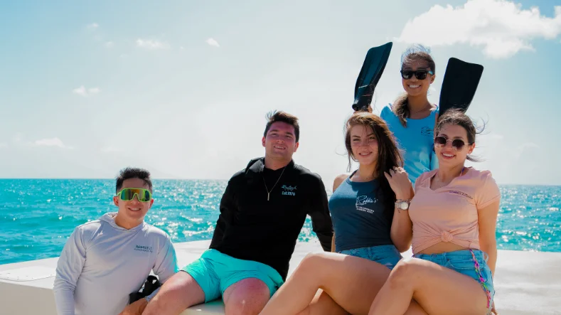 Family in a fishing boat at Islamorada